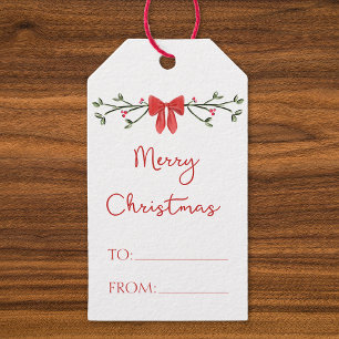 Étiquettes-cadeau Joyeux Noël Chic Coquette Red Bow Personnalisé
