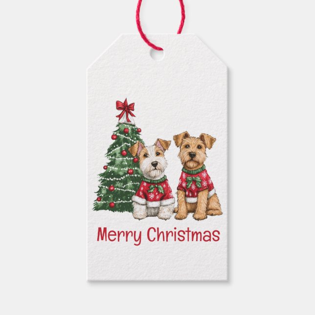 Étiquettes-cadeau Joyeux Noël Chiens Welsh Wire Fox Terrier (Devant)
