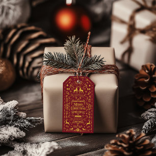 Étiquettes-cadeau Joyeux Noël Classique Fête Rouge