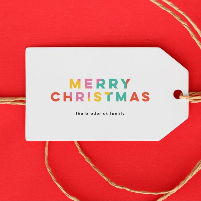 Étiquettes-cadeau Joyeux Noël coloré (bright modern colorful Merry Christmas gift tag)
