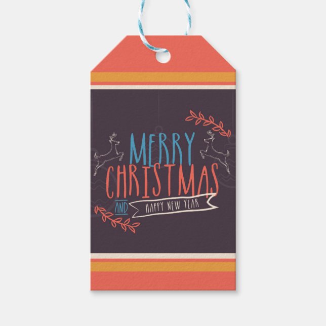 Étiquettes-cadeau Joyeux Noël coloré moderne et bonne année (Devant)