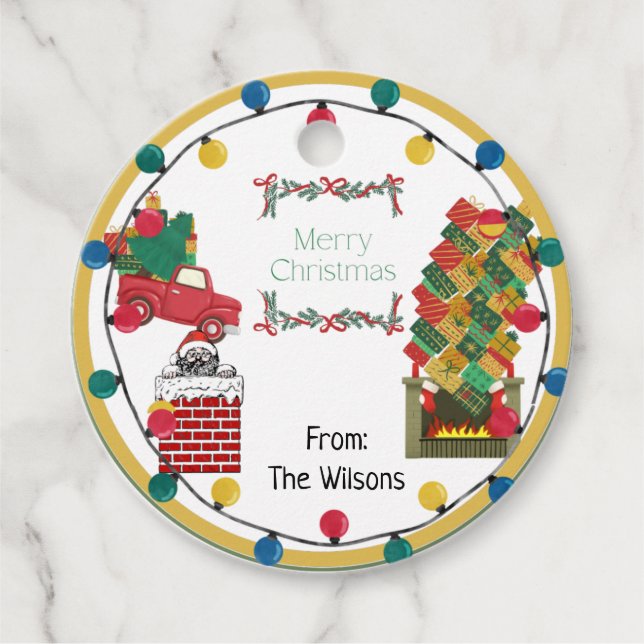 Étiquettes Cadeau Joyeux Noël Cravate personnalisable sur les étique (Devant)