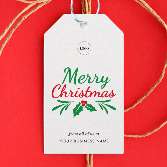 Étiquettes-cadeau Joyeux Noël Custom Business Company Logo (Créateur téléchargé)