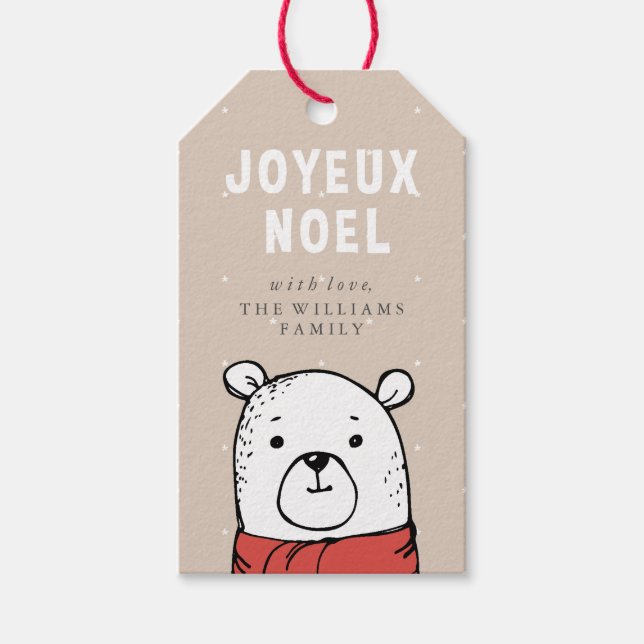 Étiquettes-cadeau Joyeux Noel Cute Bear (Devant)