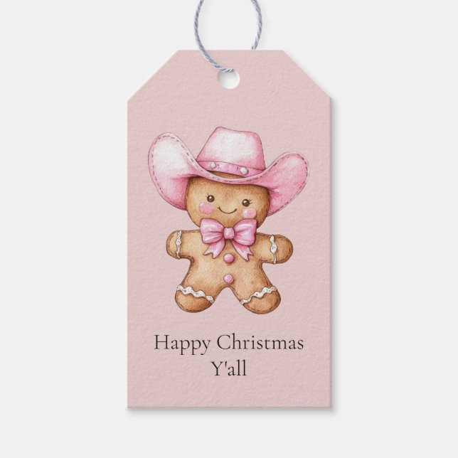 Étiquettes-cadeau Joyeux Noël de fille en pain d'épice (Devant)