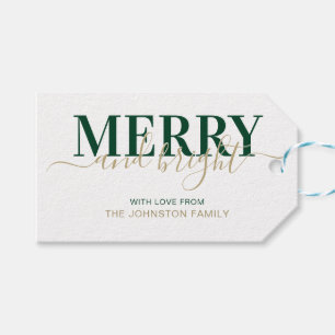 Étiquettes-cadeau Joyeux Noël de la typographie verte