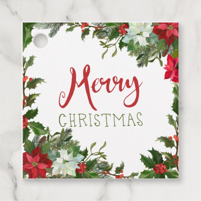 Étiquettes Cadeau Joyeux Noël de verdure (Devant)