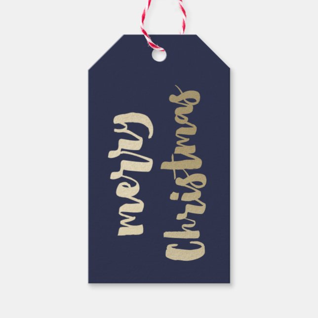Étiquettes-cadeau Joyeux Noël d'or manuscrit moderne (Devant)