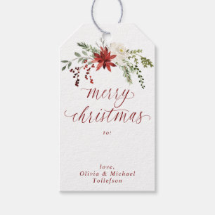 Étiquettes-cadeau Joyeux Noël Élégant Aquarelle Baies Fêtes