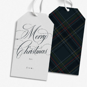 Étiquettes-cadeau Joyeux Noël élégant bleu marine de fêtes