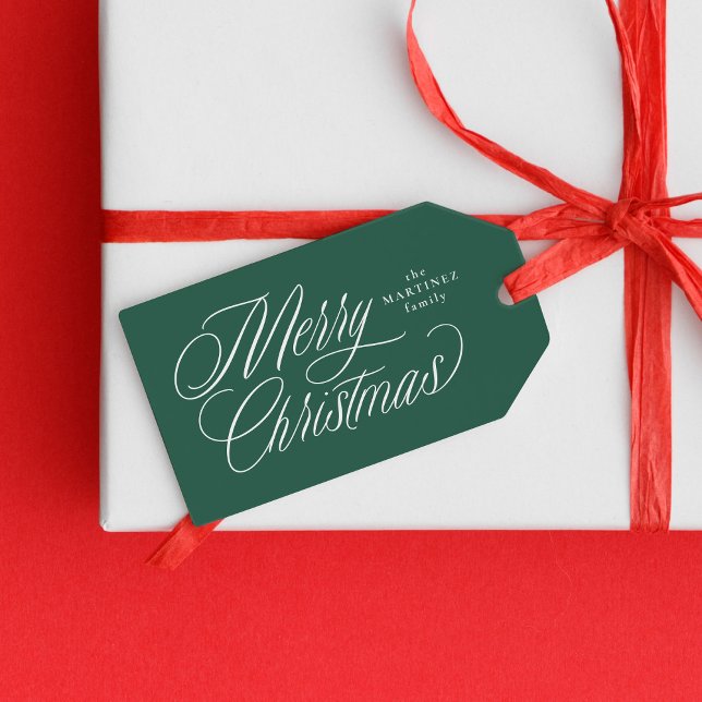 Étiquettes-cadeau Joyeux Noël élégant écriture verte fête (Créateur téléchargé)