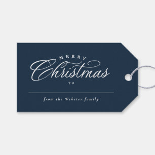 Étiquettes-cadeau Joyeux Noël élégant vacances marine plaid