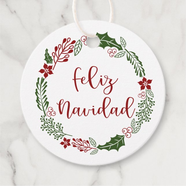 Étiquettes Cadeau Joyeux Noël espagnol, Feliz Navidad, Custom (Devant)