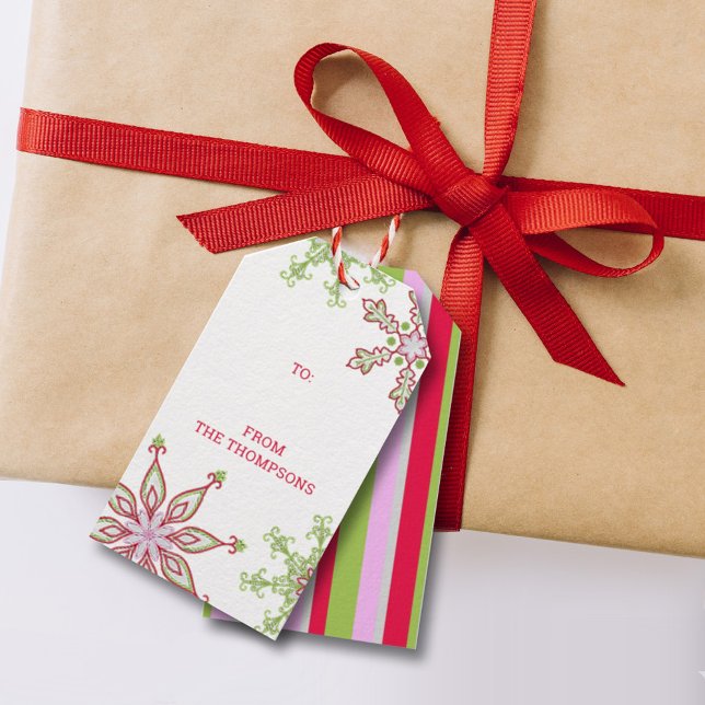 Étiquettes-cadeau Joyeux Noël Flocons de neige modernes mignons (Créateur téléchargé)