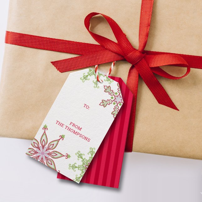 Étiquettes-cadeau Joyeux Noël Flocons de neige modernes mignons (Créateur téléchargé)