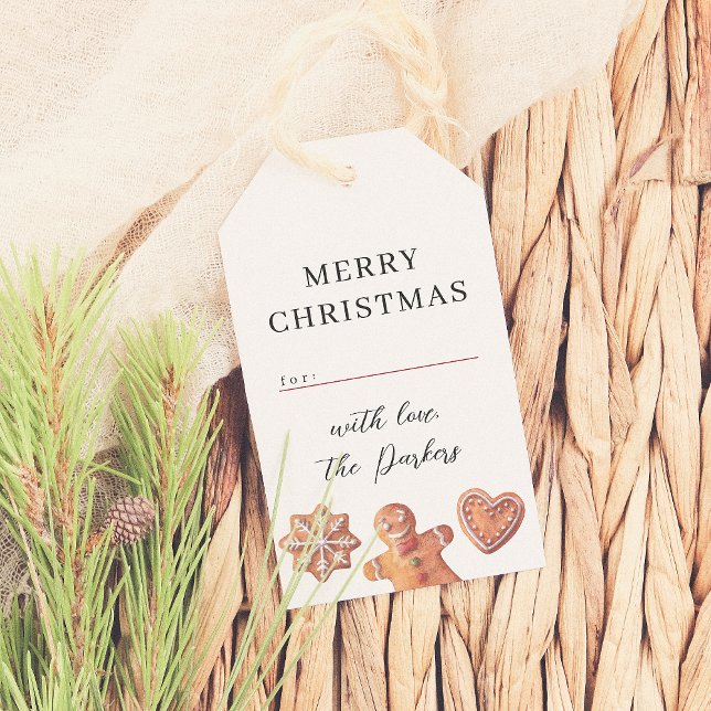 Étiquettes-cadeau Joyeux Noël Gingerbread Cookies Nom de famille (Créateur téléchargé)