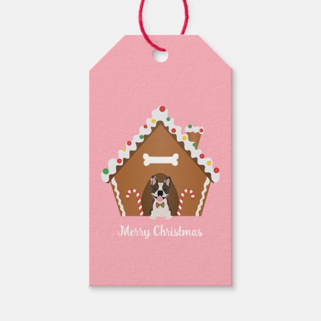 Étiquettes-cadeau Joyeux Noël Gingerbread Maison de chien (Devant)