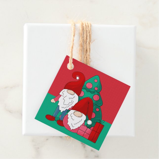 Étiquettes Cadeau JOYEUX NOËL | Gnomes de vacances mignons (En situation)
