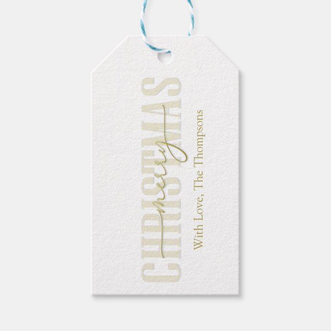 Étiquettes-cadeau Joyeux Noël Gold Calligraphie Script (Devant)