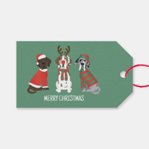 Étiquettes-cadeau Joyeux Noël Grands Chiens Danois