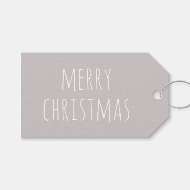 Étiquettes-cadeau Joyeux Noël Gris Clair Lumière Chaude | Vacances d (Devant (Horizontal))