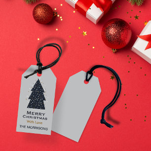 Étiquettes-cadeau Joyeux Noël gris foncé personnalisé Tags cadeaux
