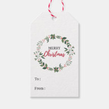 Joyeux Noël Holly Wreath Cadeau Tag Party Favorise