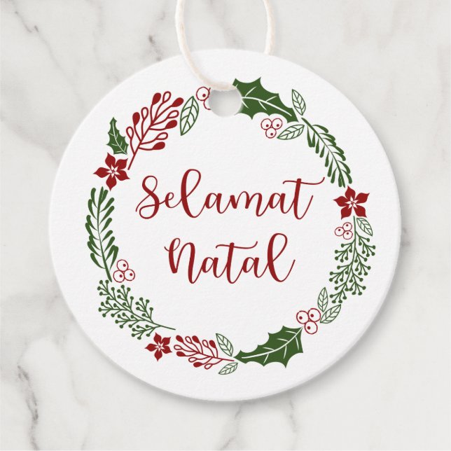 Étiquettes Cadeau Joyeux Noël indonésien, coutume (Devant)