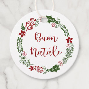 Étiquettes Cadeau Joyeux Noël Italien, Bouon Natale, Custom