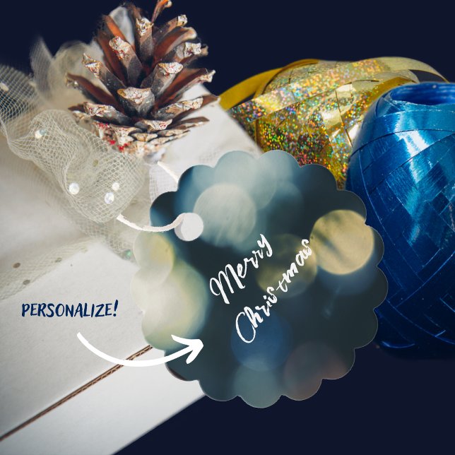 Étiquettes Cadeau Joyeux Noël jaune bleu (Créateur téléchargé)