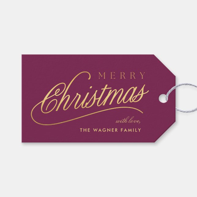 Étiquettes-cadeau Joyeux Noël Joyeux script or moderne (Devant (Horizontal))