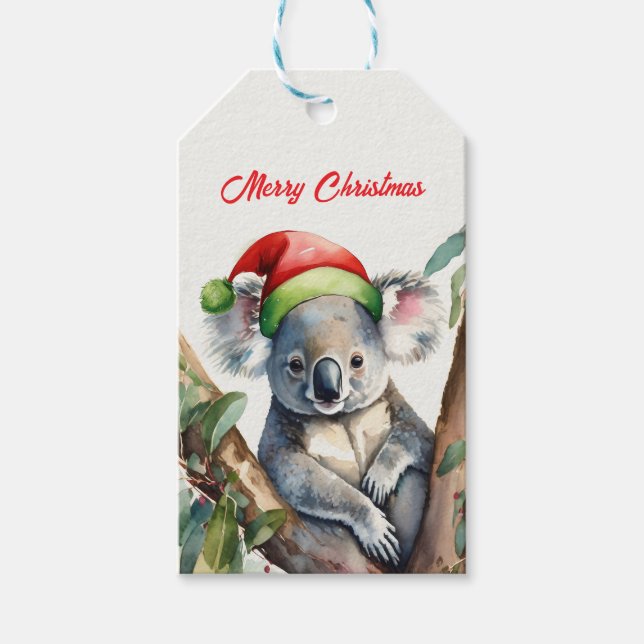 Étiquettes-cadeau Joyeux Noël Koala assis à Gumtree (Devant)