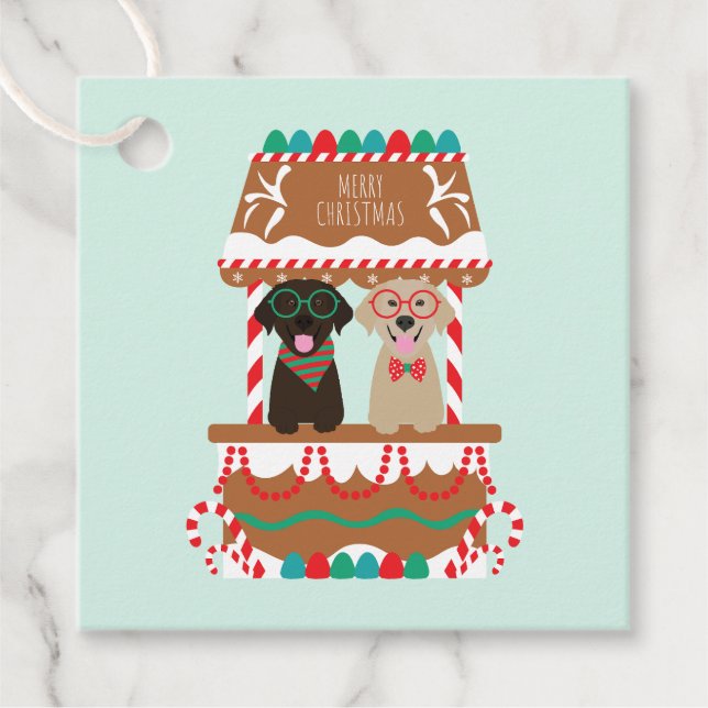 Étiquettes Cadeau Joyeux Noël Labrador Retriever Dogs (Devant)