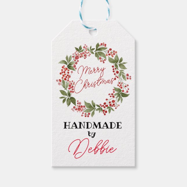 Étiquettes-cadeau Joyeux Noël marque cadeau fait main (Devant)