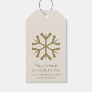Étiquettes-cadeau Joyeux Noël mignon flocon de neige crème texte per