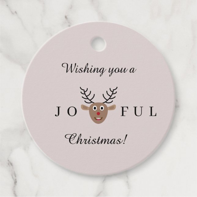Étiquettes Cadeau Joyeux Noël mignon renne Blush cadeau de vacances (Devant)