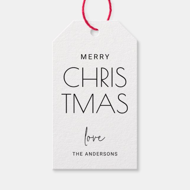 Étiquettes-cadeau Joyeux Noël minimaliste | Fête moderne (Devant)