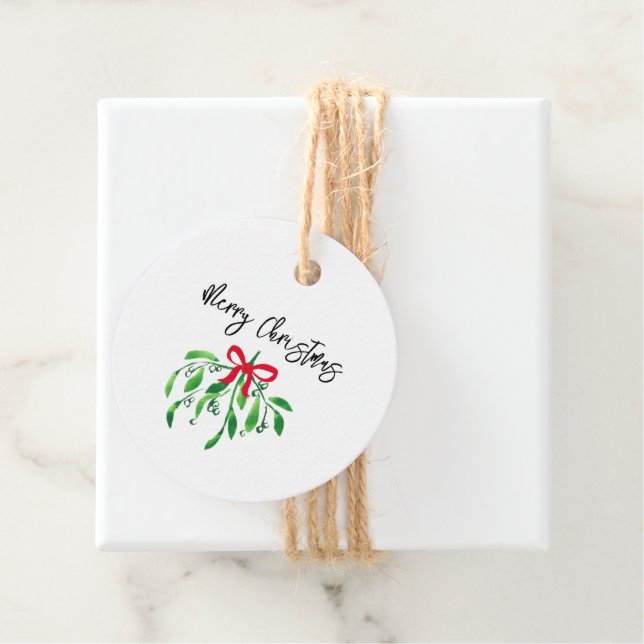 Étiquettes Cadeau Joyeux Noël Mistletoe Festive Kiss Me Fun (En situation)