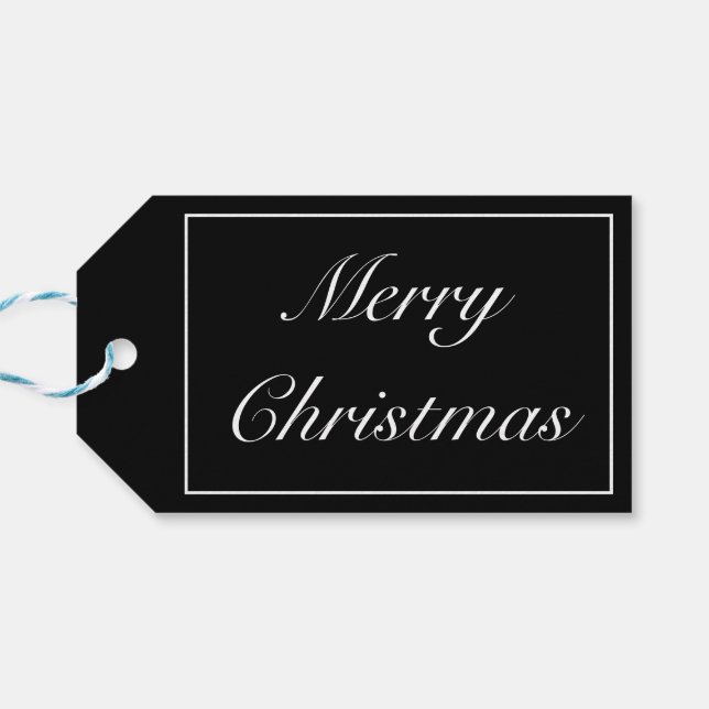 Étiquettes-cadeau Joyeux Noël moderne minimaliste noir blanc (Dos Horizontal)