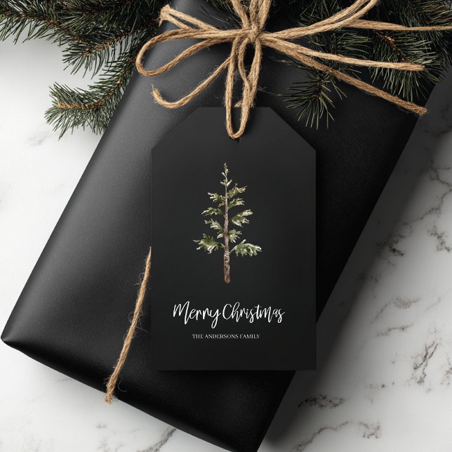 Étiquettes-cadeau « Joyeux Noël moderne noir » (Créateur téléchargé)