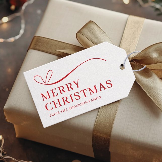 Étiquettes-cadeau Joyeux Noël moderne simple blanc rouge (Créateur téléchargé)