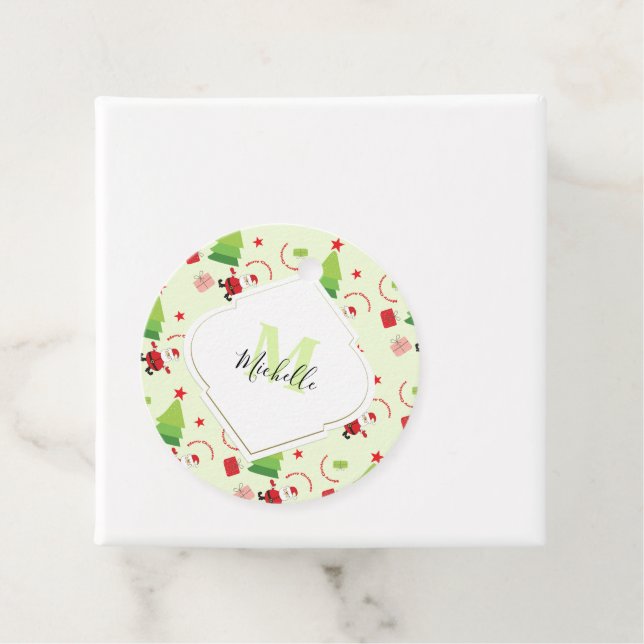 Étiquettes Cadeau Joyeux Noël Monogramme Mignon (En situation)