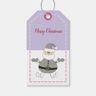 Étiquettes-cadeau Joyeux Noël Motif Pied-de-Poule Santa de Mode
