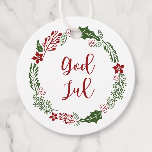 Étiquettes Cadeau Joyeux Noël norvégien et suédois, personnalisé (Devant)