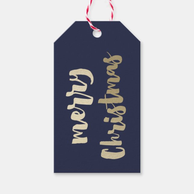 Étiquettes-cadeau Joyeux Noël Or Moderne Manuscrit  (Devant)