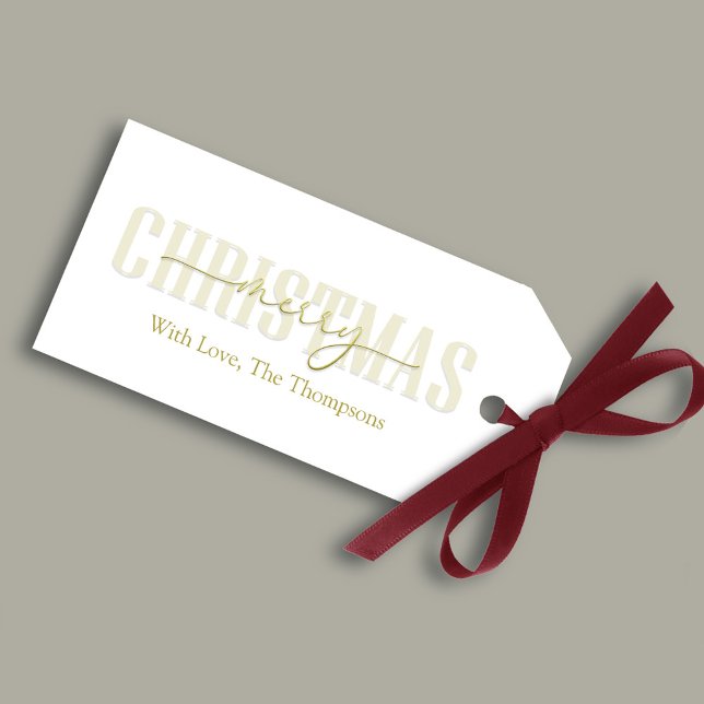 Étiquettes-cadeau Joyeux Noël Or simple calligraphie (Merry Christmas simple gold script gift tag,)