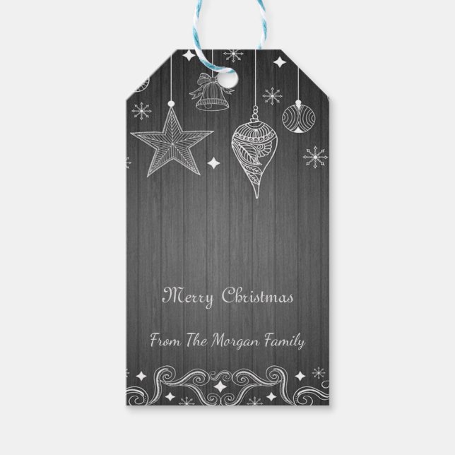 Étiquettes-cadeau Joyeux Noël, ornements de Noël - Personnalisé (Devant)