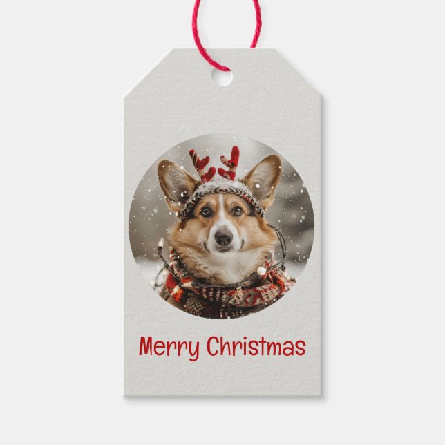 Étiquettes-cadeau Joyeux Noël Pembroke Welsh Corgi Chien (Devant)