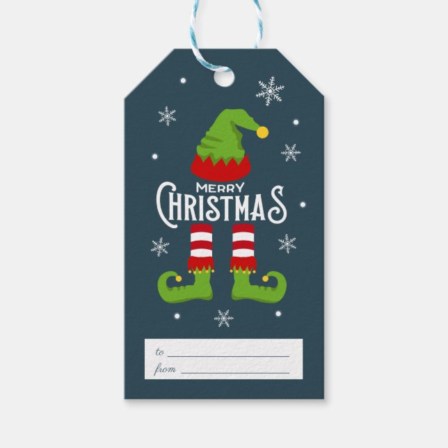 Étiquettes-cadeau Joyeux Noël Père Noël Elf (Devant)