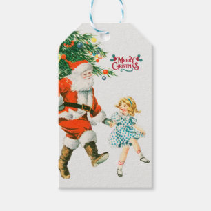 Étiquettes-cadeau Joyeux Noël père Noël vintage Fêtes
